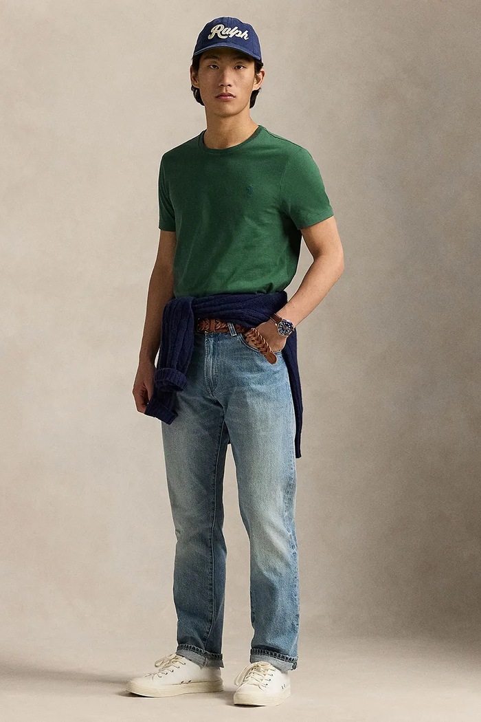 Ρούχα Polo Ralph Lauren basic t-shirt ανδρικό βαμβακερό 710671438 πράσινο