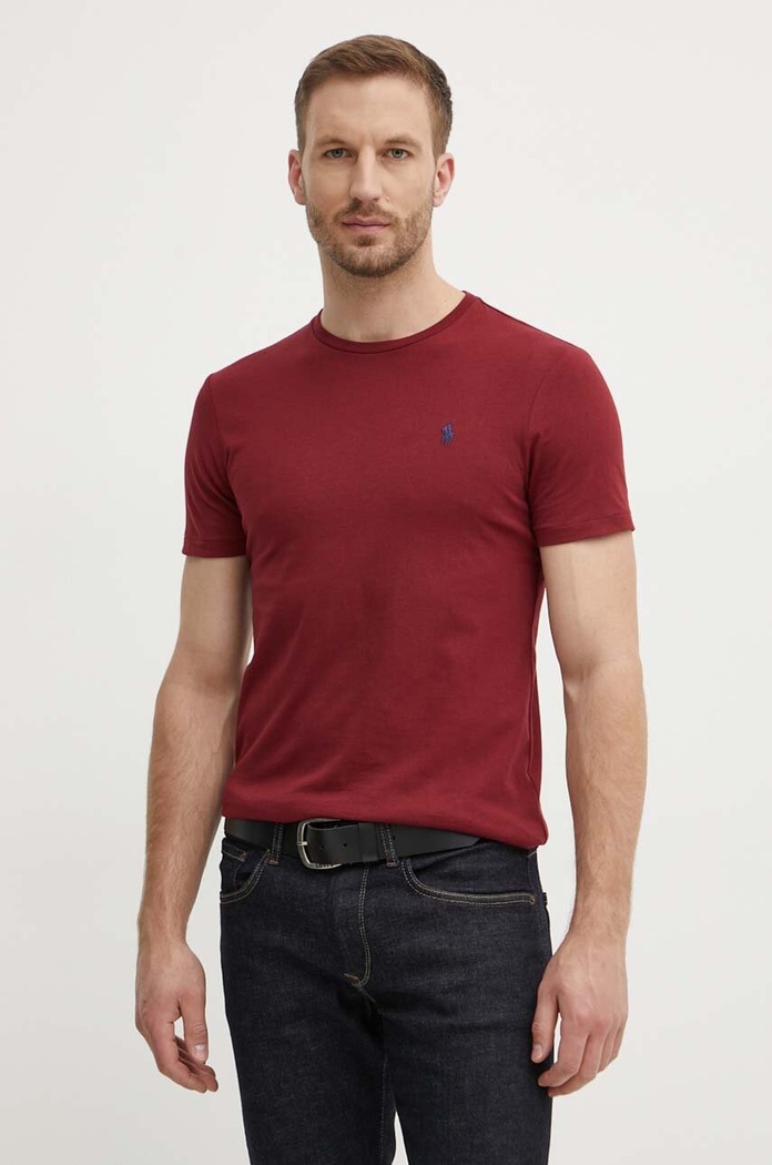 Polo Ralph Lauren T-shirt basic męski bawełniany bordowy 710671438