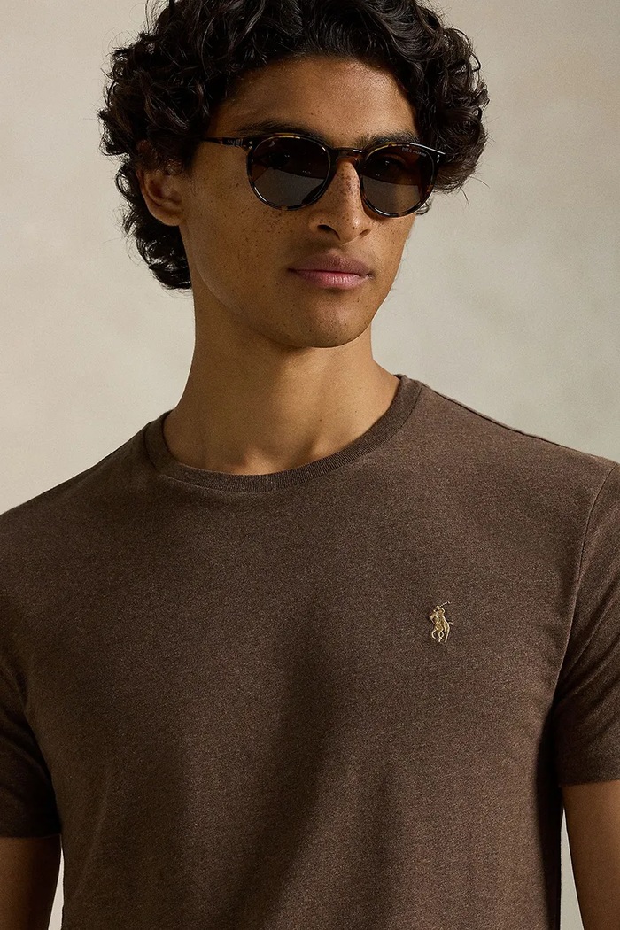 Polo Ralph Lauren βασικό t-shirt βαμβακερό ανδρικό καφέ 710671438