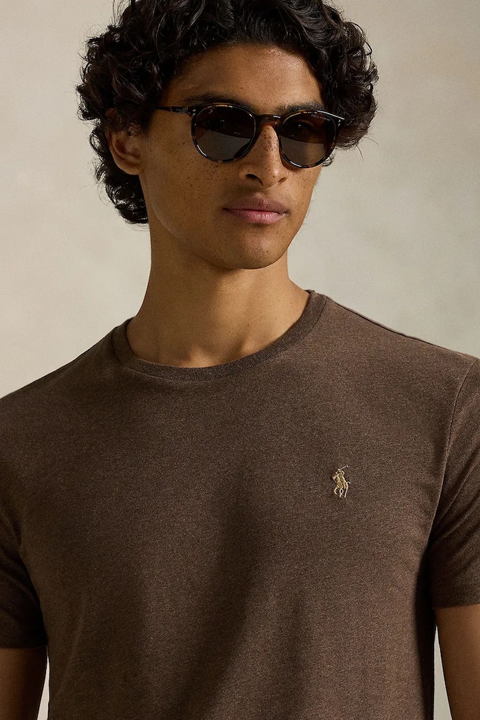 Polo Ralph Lauren βασικό t-shirt βαμβακερό ανδρικό καφέ 710671438