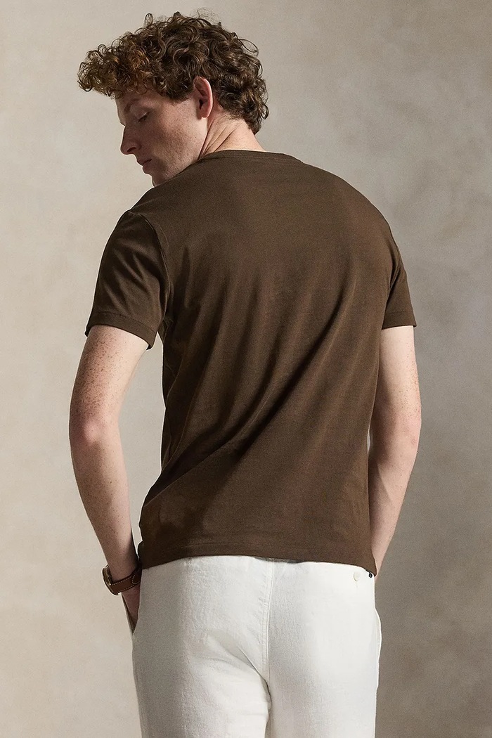 Polo Ralph Lauren T-shirt basic męski bawełniany 710671438 brązowy SS26
