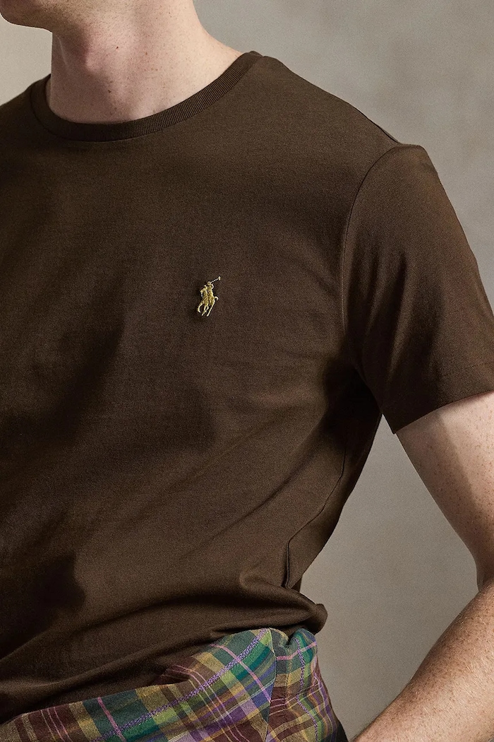 Polo Ralph Lauren T-shirt basic męski bawełniany brązowy 710671438