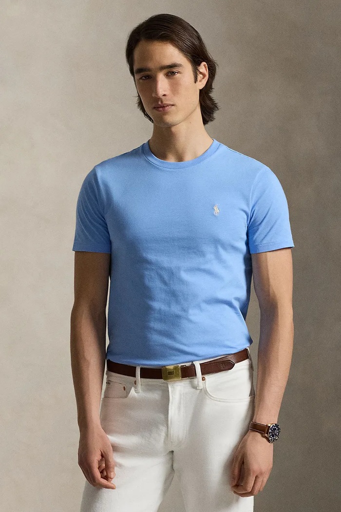 Polo Ralph Lauren Βασική μπλούζα βαμβακερή Ανδρική slim μπλε 710671438