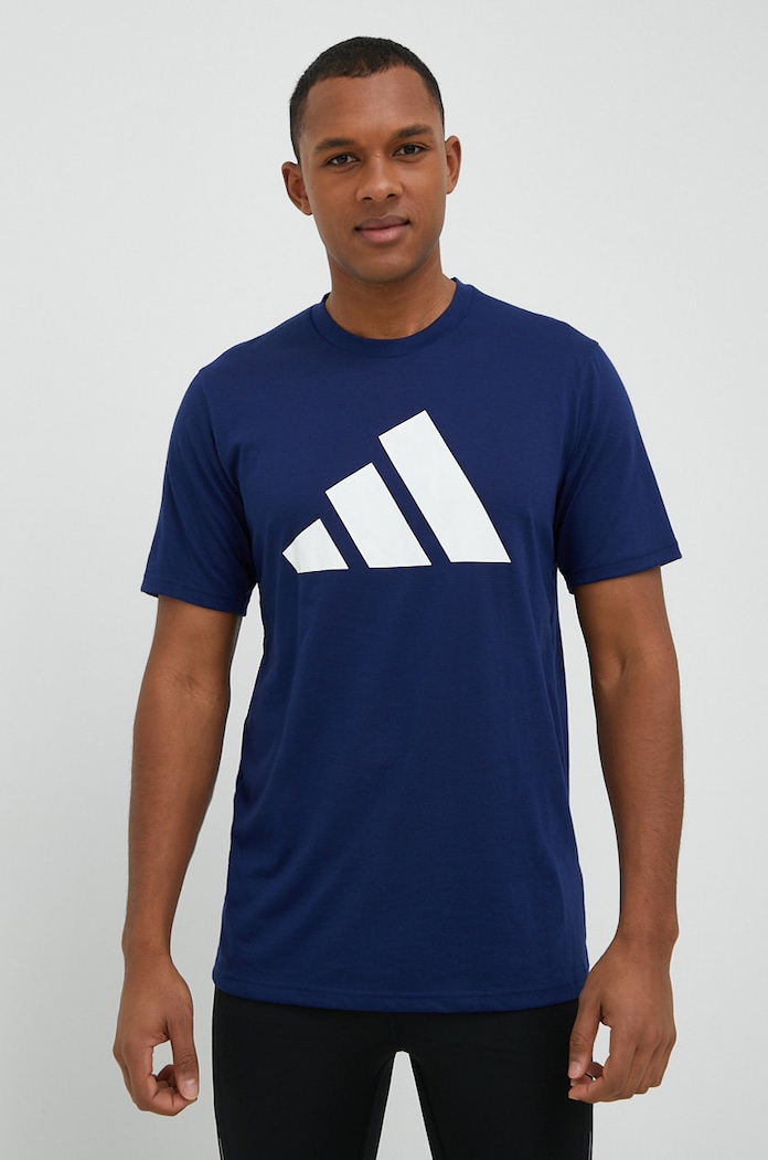 Tréningové tričko adidas Performance Training Essentials potlač tmavomodrá IB8275