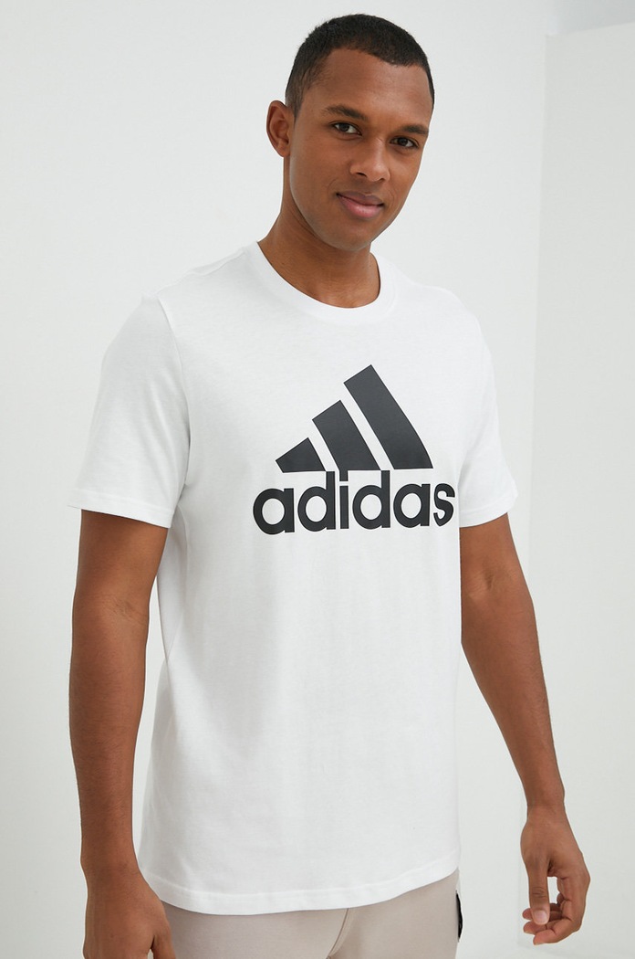 adidas t-shirt bawełniany Essentials nadruk biały IC9349