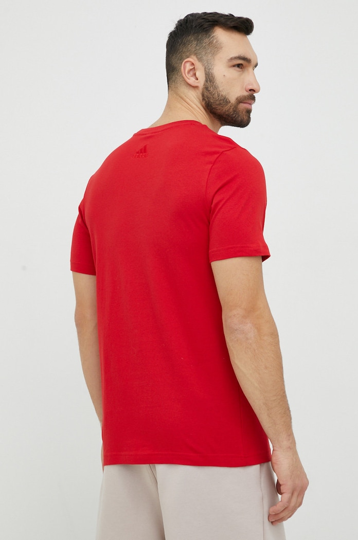 Odzież adidas t-shirt bawełniany Essentials IC9352 czerwony