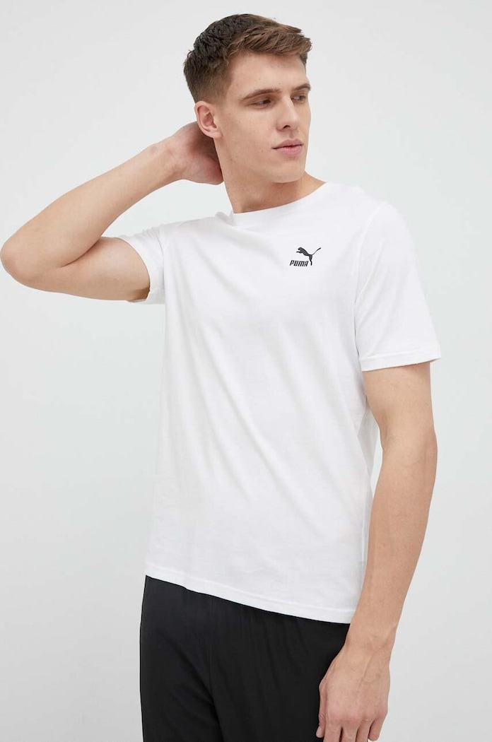 Bavlněné tričko Puma hladký bílá 535587