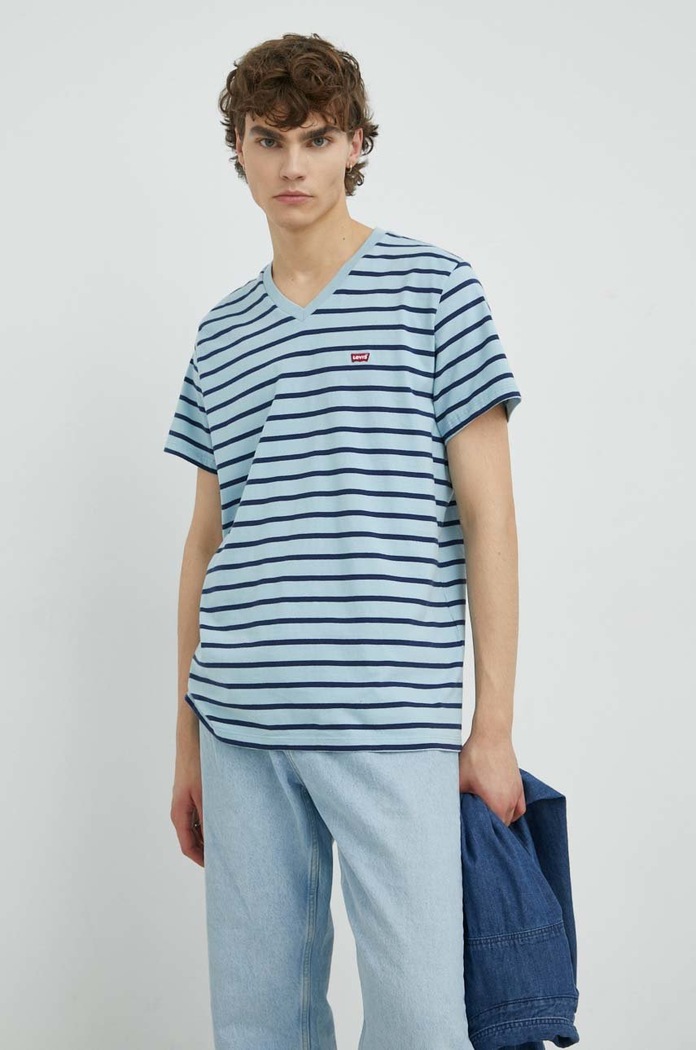 βαμβακερό μπλουζάκι Levi's εμπριμέ μπλε 85641.0024