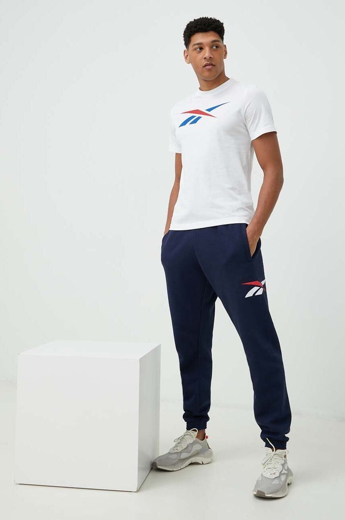 Βαμβακερό μπλουζάκι Reebok HS4899.100065058 λευκό SS25