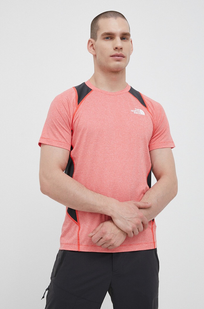 The North Face t-shirt sportowy Glacier wzorzyste czerwony NF0A82GDIMK1