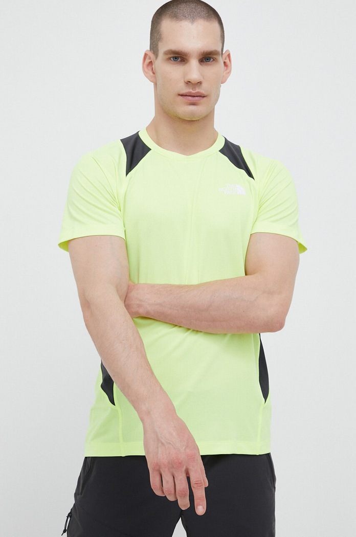 The North Face t-shirt sportowy Glacier wzorzyste żółty NF0A82GDIMM1