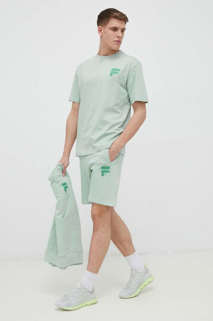 Fila t-shirt bawełniany FAM0331 turkusowy SS23