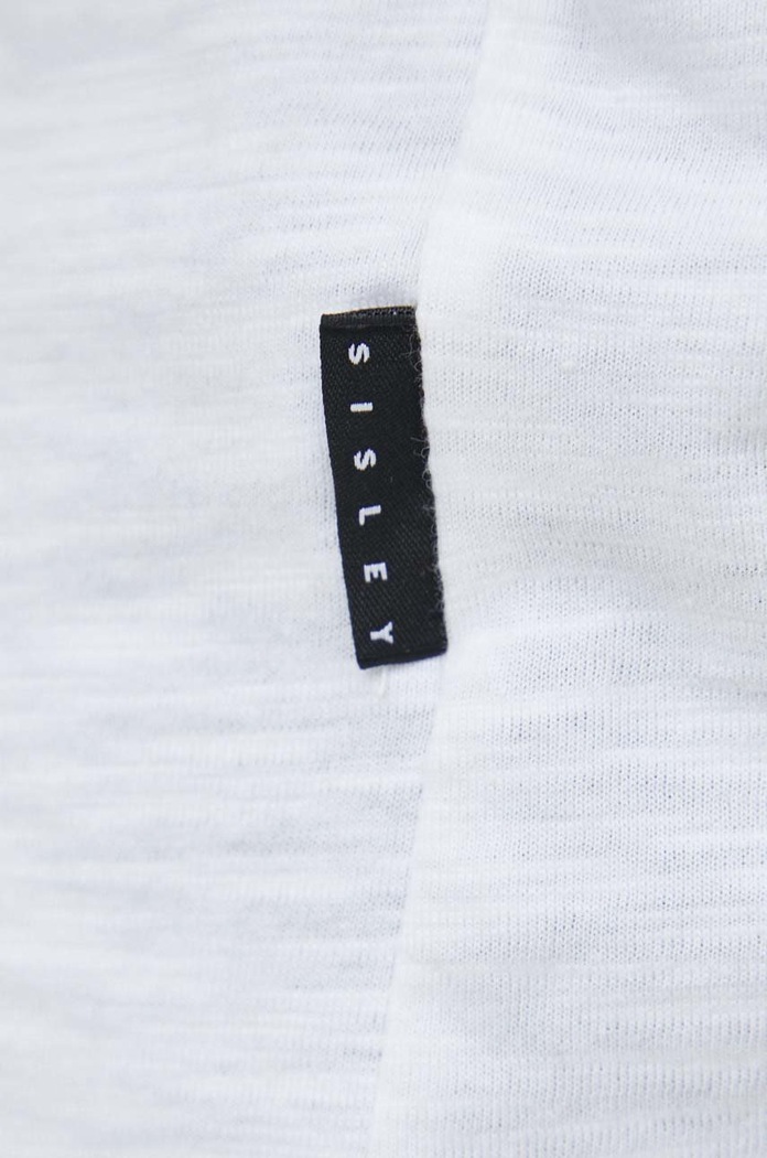 Bavlněné tričko Sisley 3WF0S101K.101 bílá