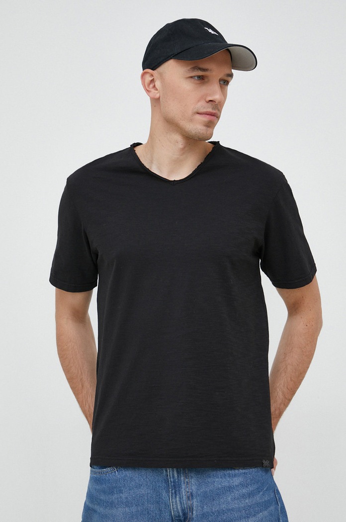 Βαμβακερό μπλουζάκι United Colors of Benetton 3JE1J4264.100 μαύρο SS23