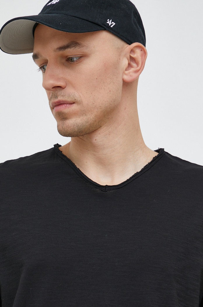 Βαμβακερό μπλουζάκι United Colors of Benetton μαύρο 3JE1J4264.100