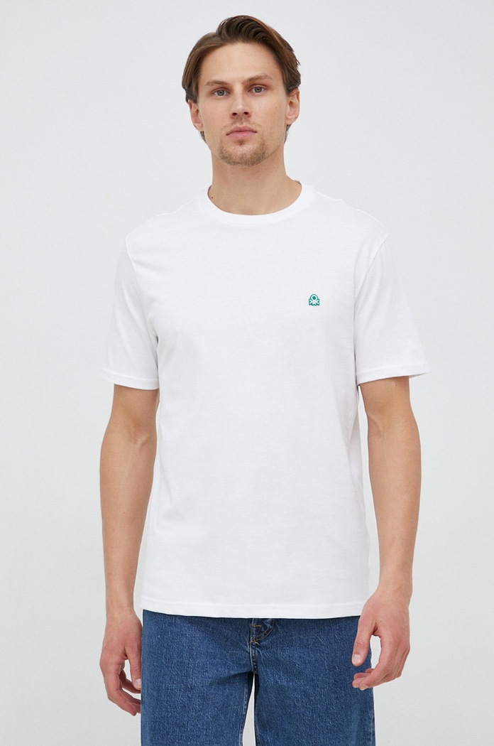 Pamučna majica United Colors of Benetton bijela 3MI5J1AF7.101..