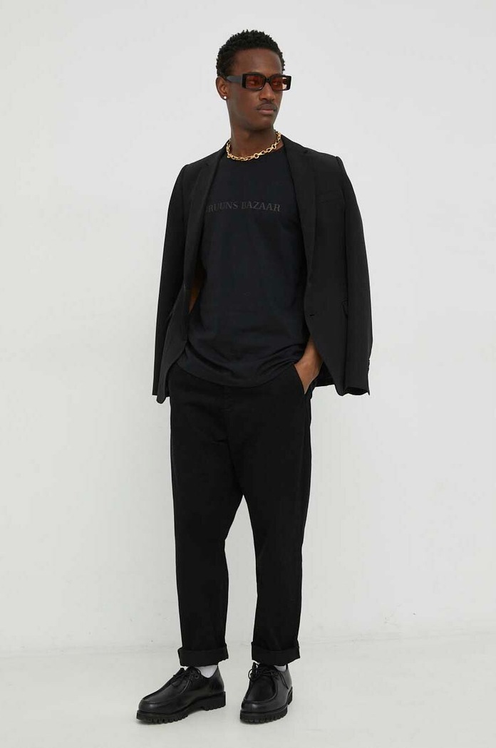 Bruuns Bazaar t-shirt bawełniany Gus BBM1542 czarny AW24
