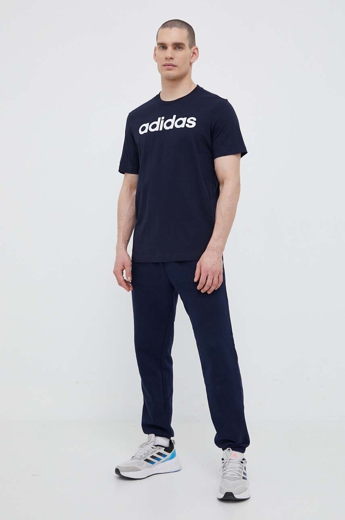 adidas t-shirt bawełniany nadruk granatowy IC9275