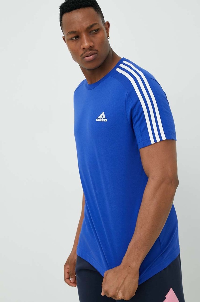 adidas t-shirt bawełniany Essentials regular niebieski IC9338