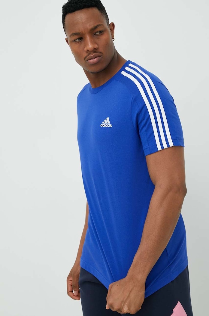 adidas t-shirt bawełniany Essentials regular niebieski IC9338