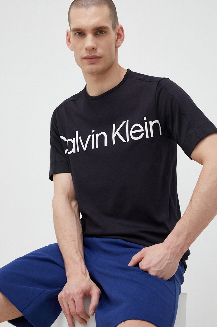 Tréninkové tričko Calvin Klein Performance Effect potisk černá 00GMS3K102
