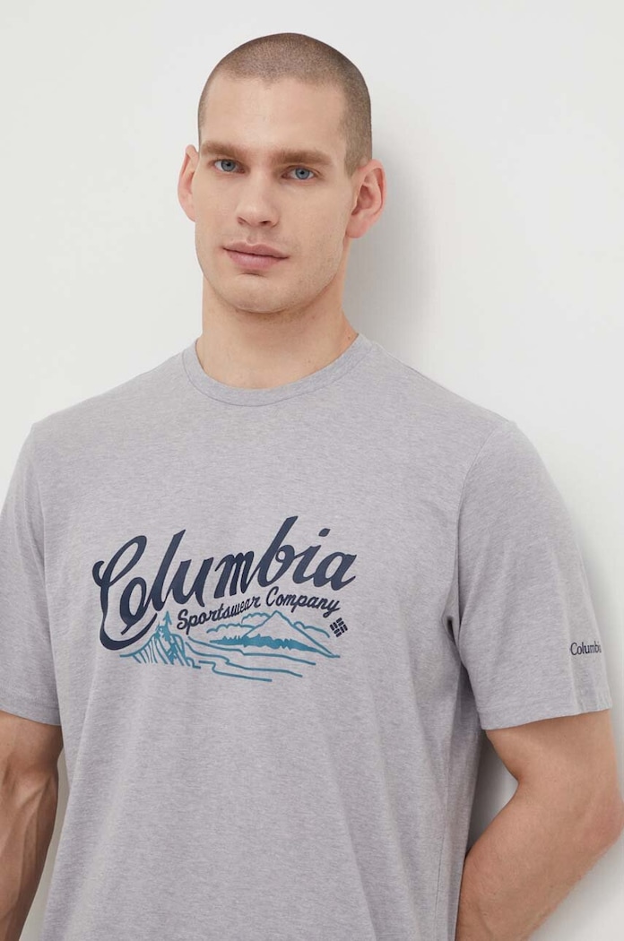 Bavlněné tričko Columbia Rockaway River šedá 2022181