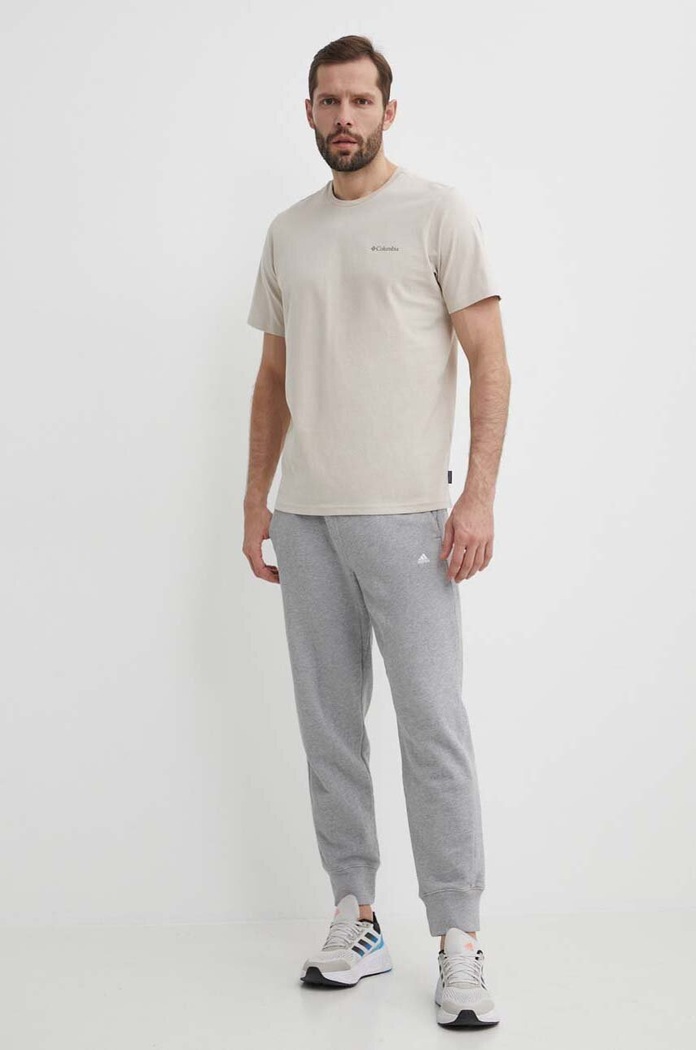 Columbia t-shirt bawełniany Explorers Canyon 2036451 beżowy SS25