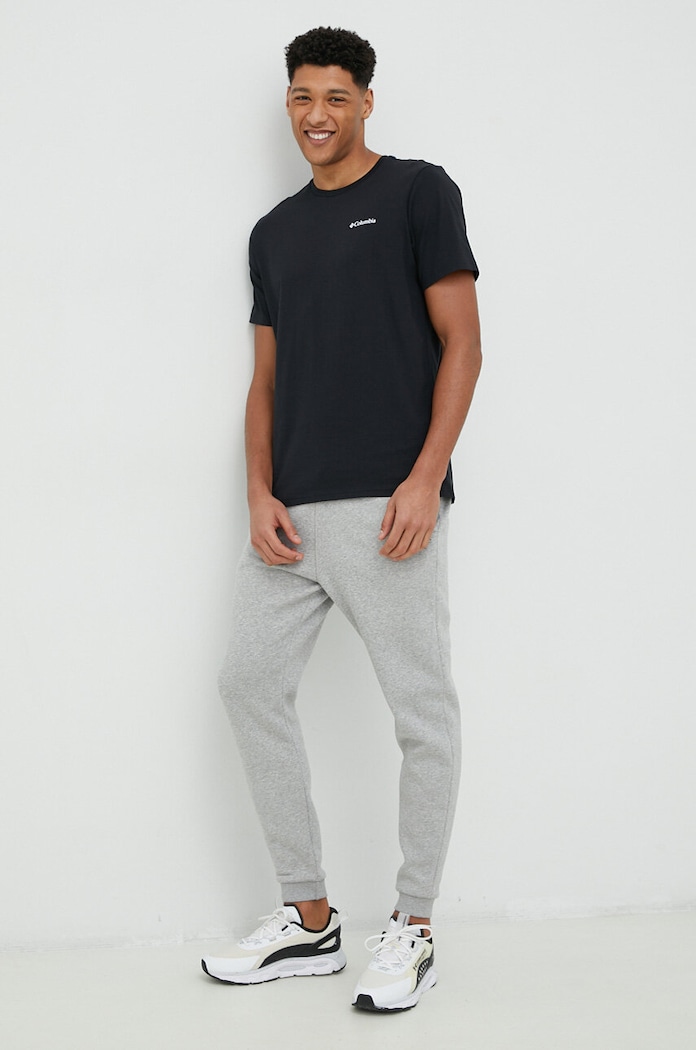 Columbia t-shirt bawełniany Explorers Canyon 2036451 czarny SS25