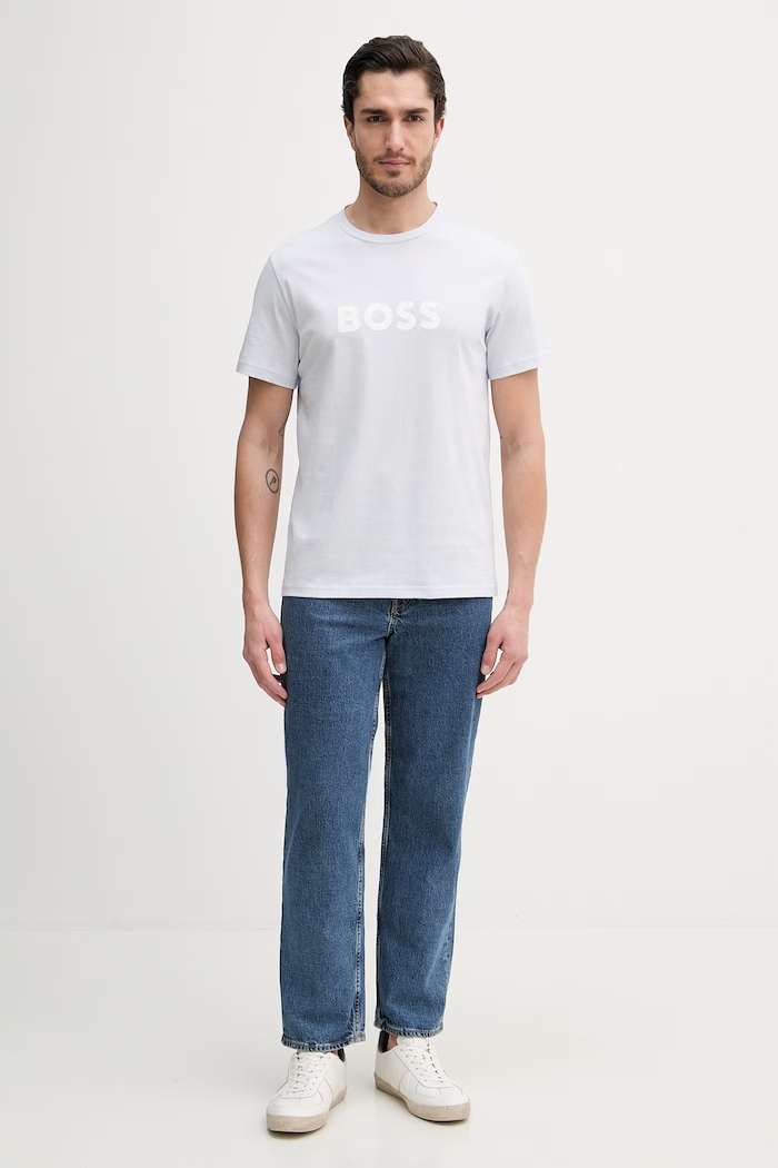 BOSS T-Shirt RN bărbătesc din bumbac 50491706 albastru AA00