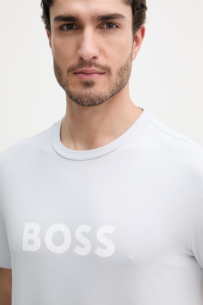 BOSS T-Shirt RN bărbătesc din bumbac albastru 50491706