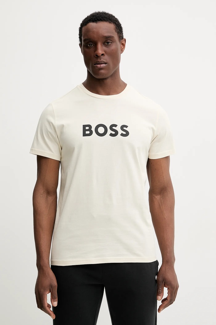 BOSS Bărbătesc din bumbac tricou RN bej 50491706