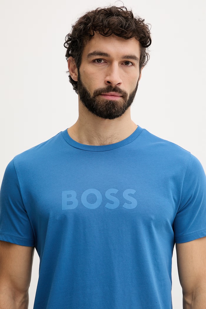 Ρούχα BOSS Ανδρικό βαμβακερό T-Shirt RN 50491706 μπλε