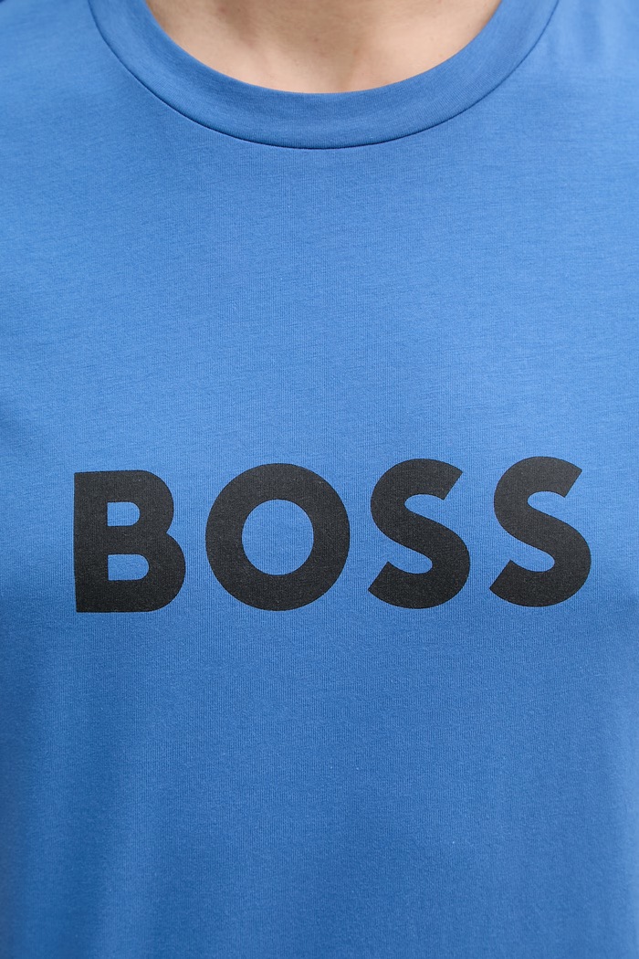 BOSS T-Shirt RN bărbătesc din bumbac 50491706 albastru