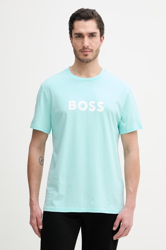 BOSS férfi pamut T-Shirt RN pamut türkiz 50491706