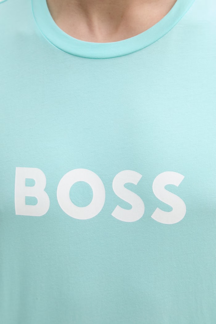 BOSS férfi pamut T-Shirt RN 50491706 türkiz