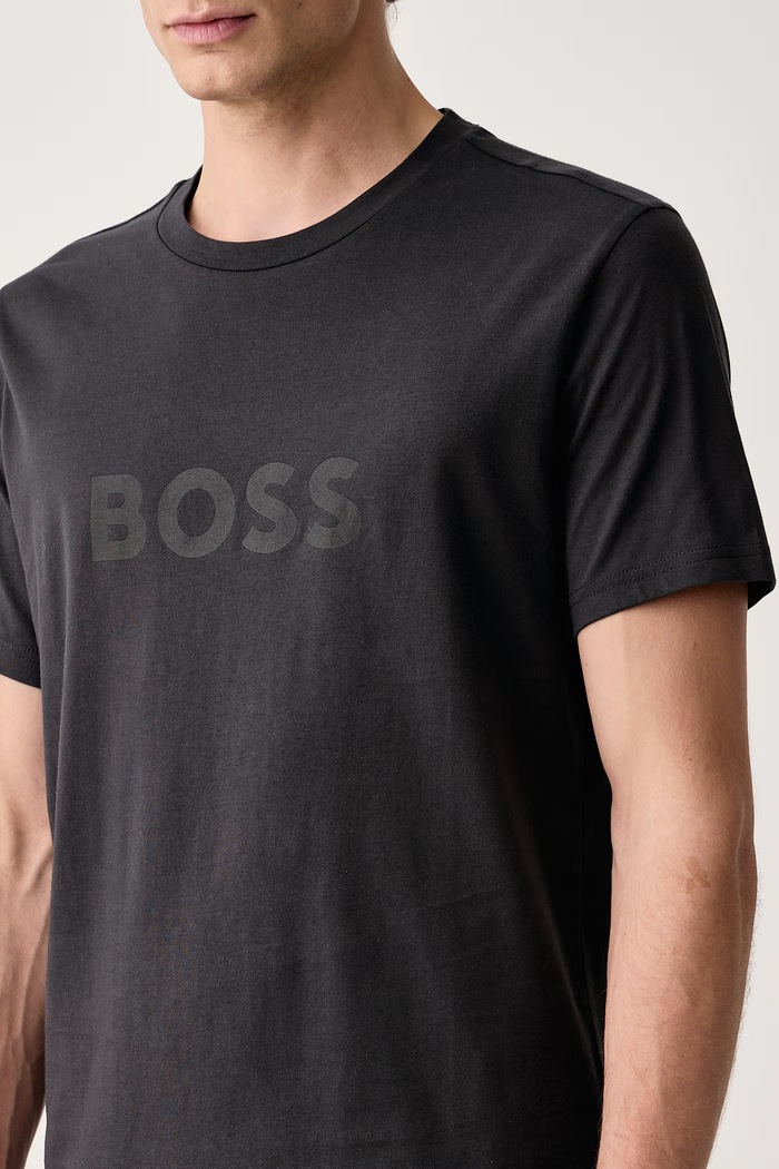 Pánsky bavlnený T-Shirt RN BOSS 50491706 sivá