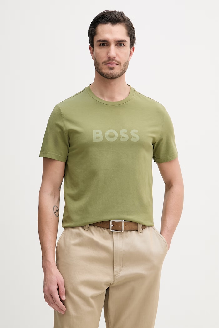 BOSS męski bawełniany T-Shirt RN zielony 50491706