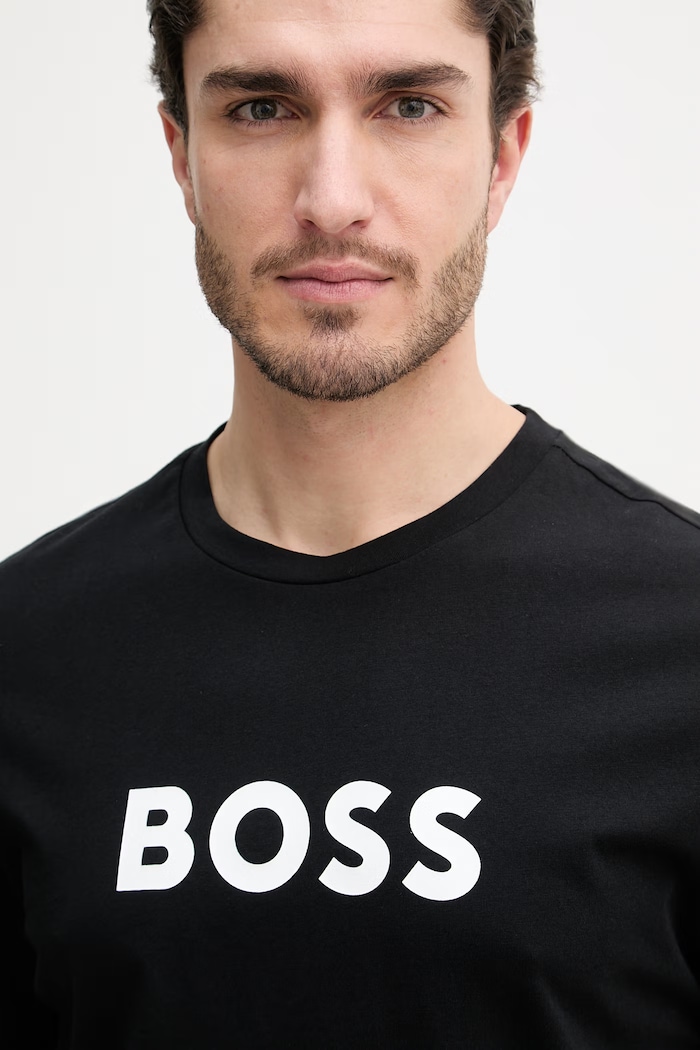 BOSS férfi pamut T-Shirt RN fekete 50491706