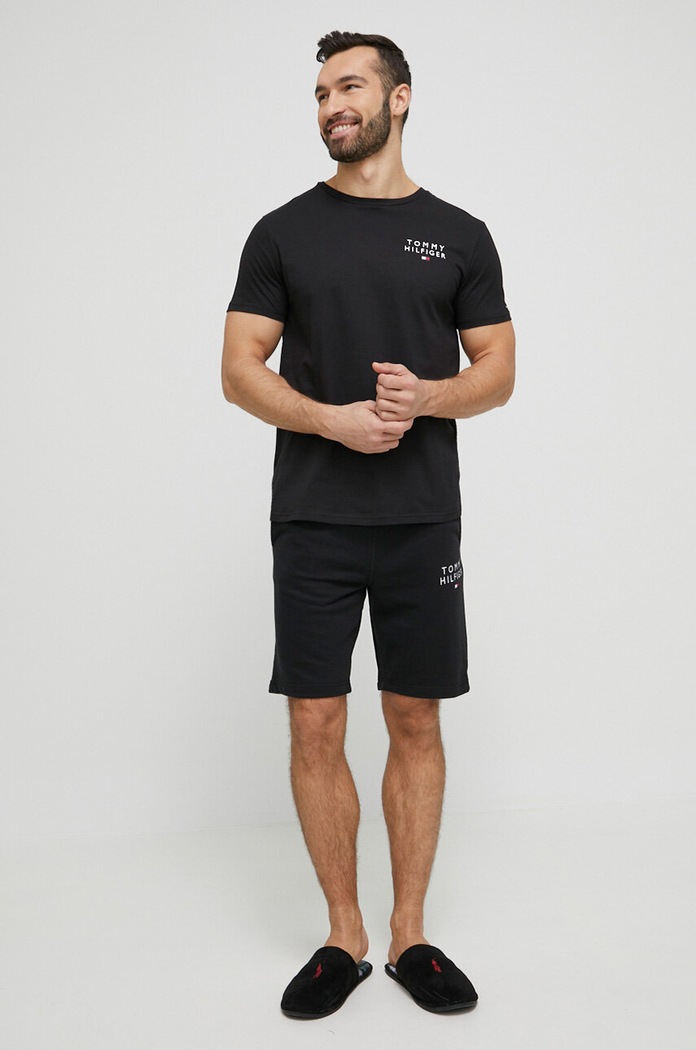 Bombažna kratka majica Tommy Hilfiger UM0UM02916.PPYX črna SS23