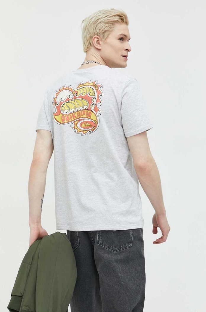 Quiksilver t-shirt bawełniany nadruk szary EQYZT07221