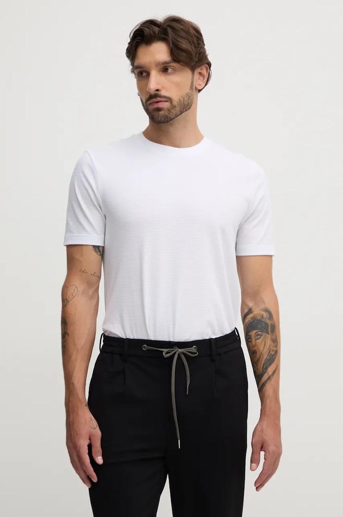 BOSS tričko pánske s bavlnou Tiburt 240 slim biela 50452680