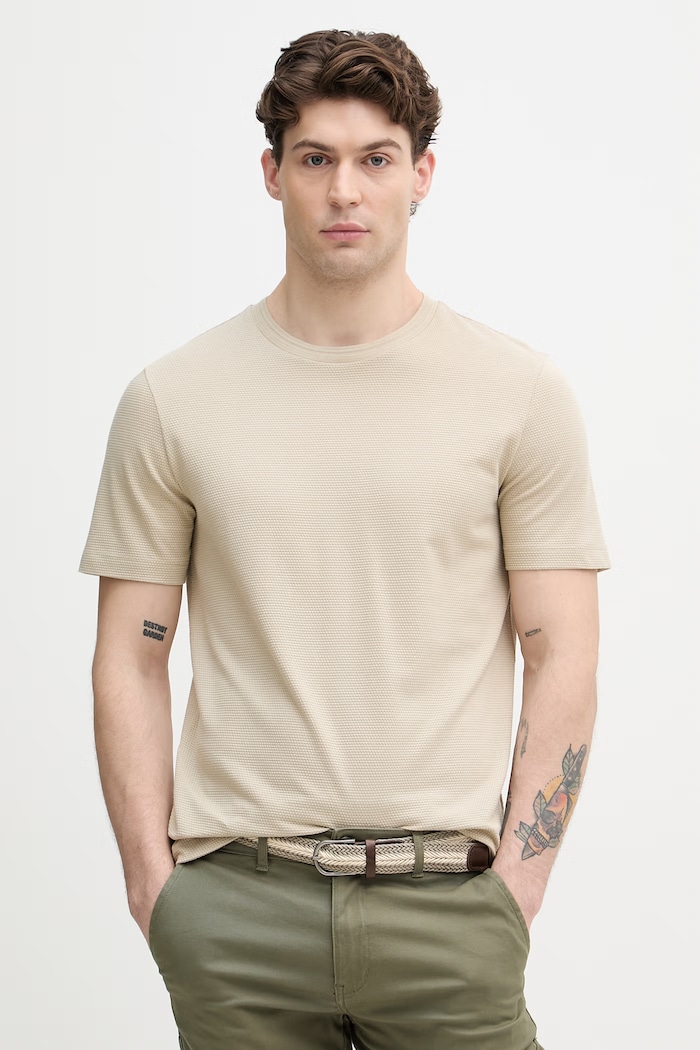 BOSS тениска мъжка с памук Tiburt 240 бежов 50452680