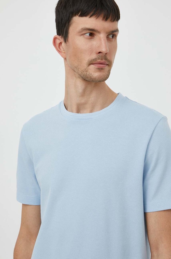 BOSS T-shirt męski z bawełną Tiburt 240 niebieski 50452680