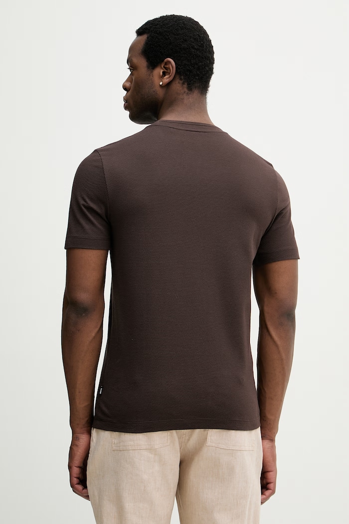 Îmbrăcăminte BOSS tricou bărbați cu bumbac Tiburt 240 50452680 maro