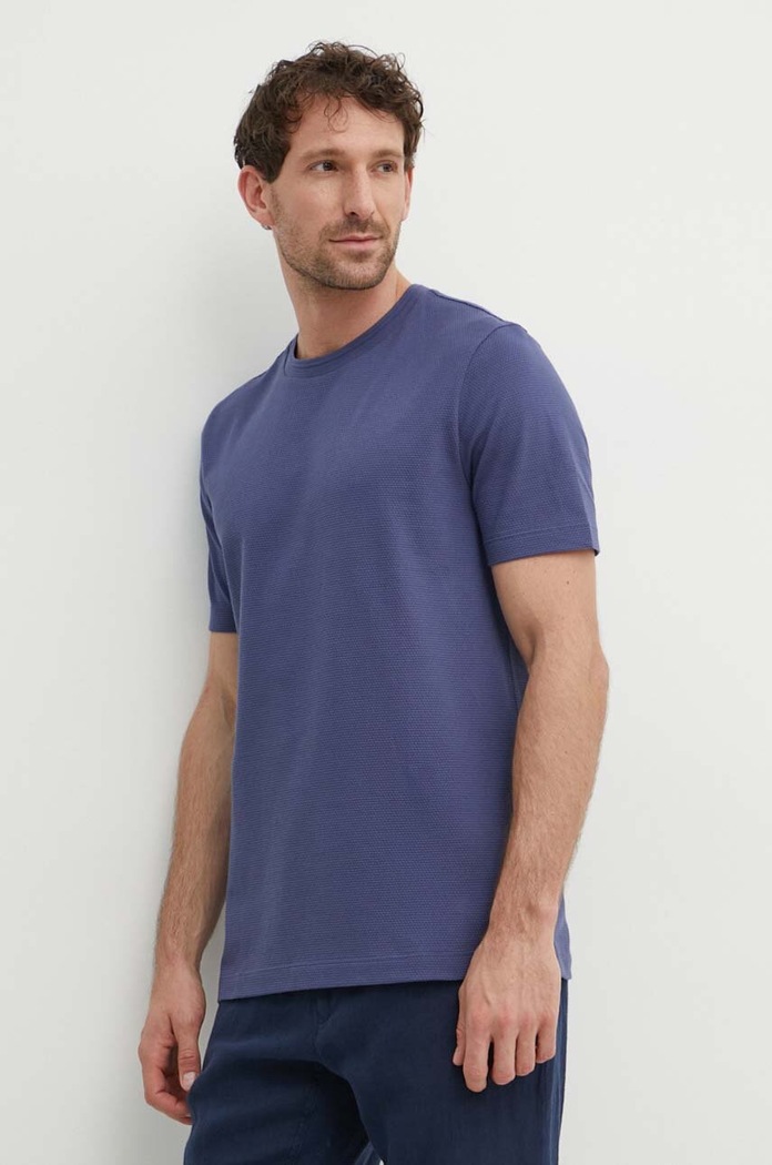 BOSS T-shirt męski z bawełną Tiburt 240 niebieski 50452680