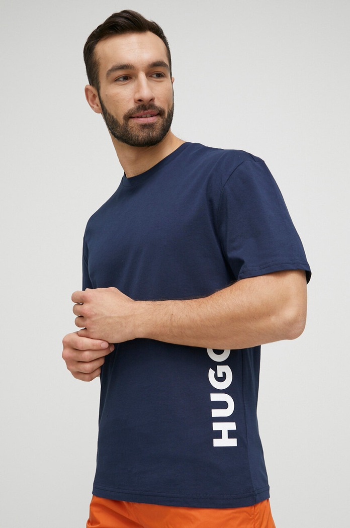 HUGO tricou de plajă T-SHIRT RN RELAXED print bleumarin 50493727