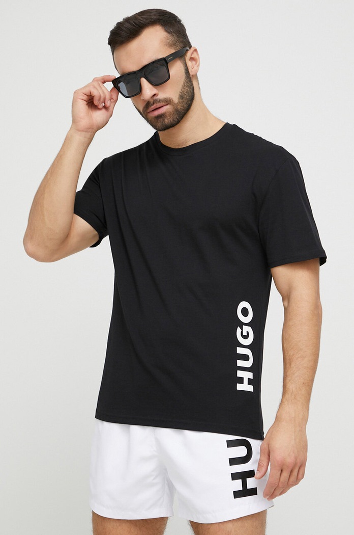 HUGO t-shirt plażowy T-SHIRT RN RELAXED 50493727 czarny AW25