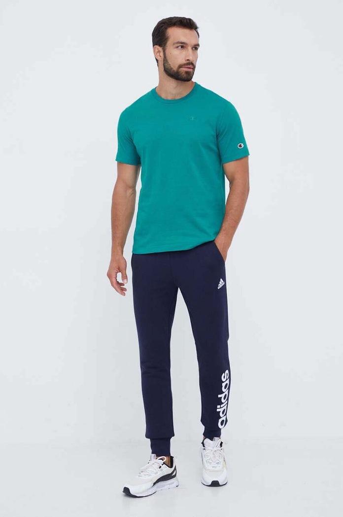 Champion t-shirt bawełniany 218496 turkusowy AW23