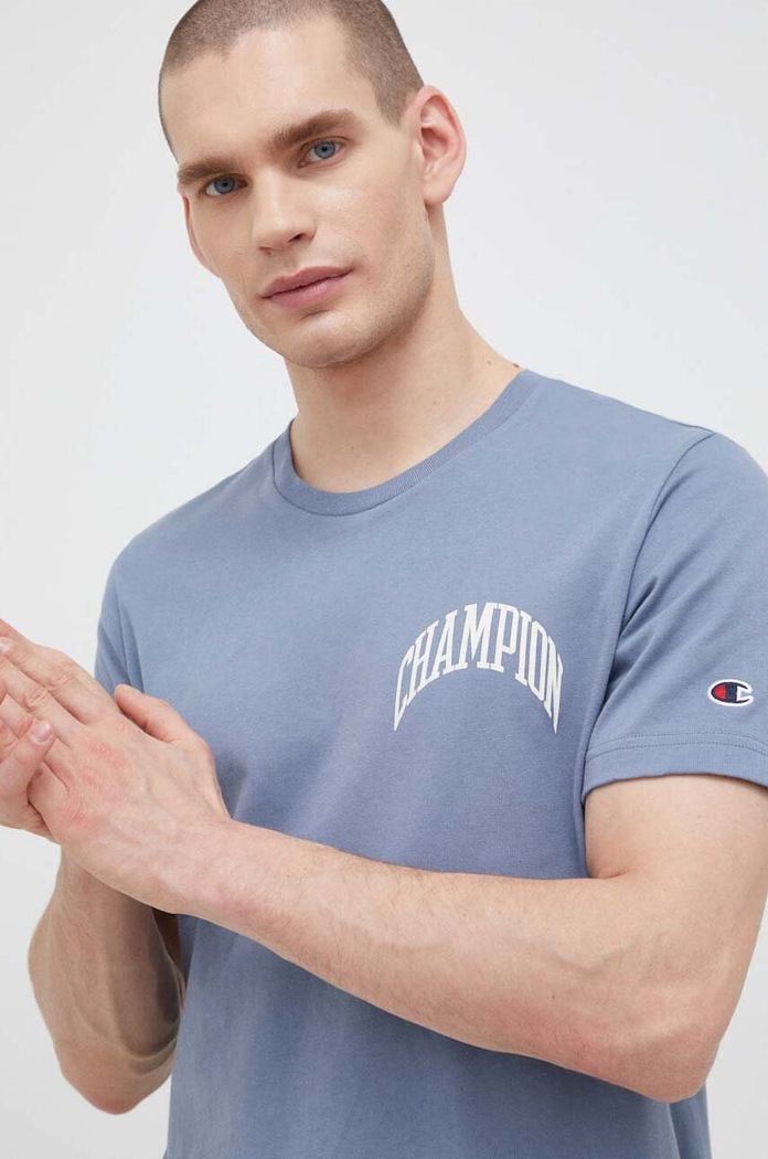 Champion t-shirt bawełniany bawełna niebieski 218521