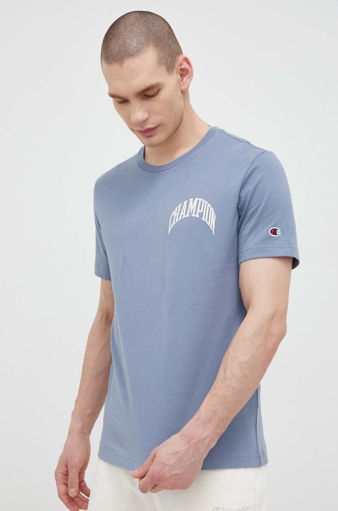 Odzież Champion t-shirt bawełniany 218521 niebieski